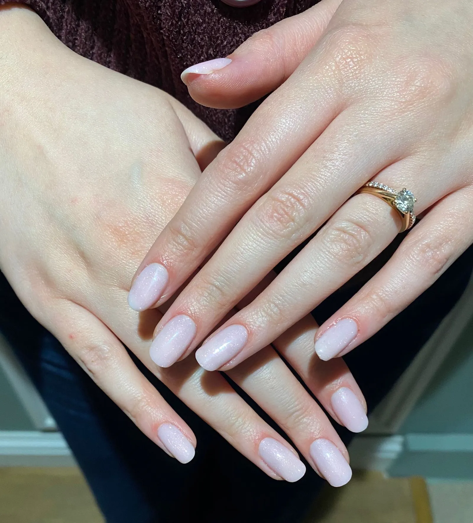 Shimmer BIAB overlay on natural nails &mdash; Buds Nails, Milton Keynes